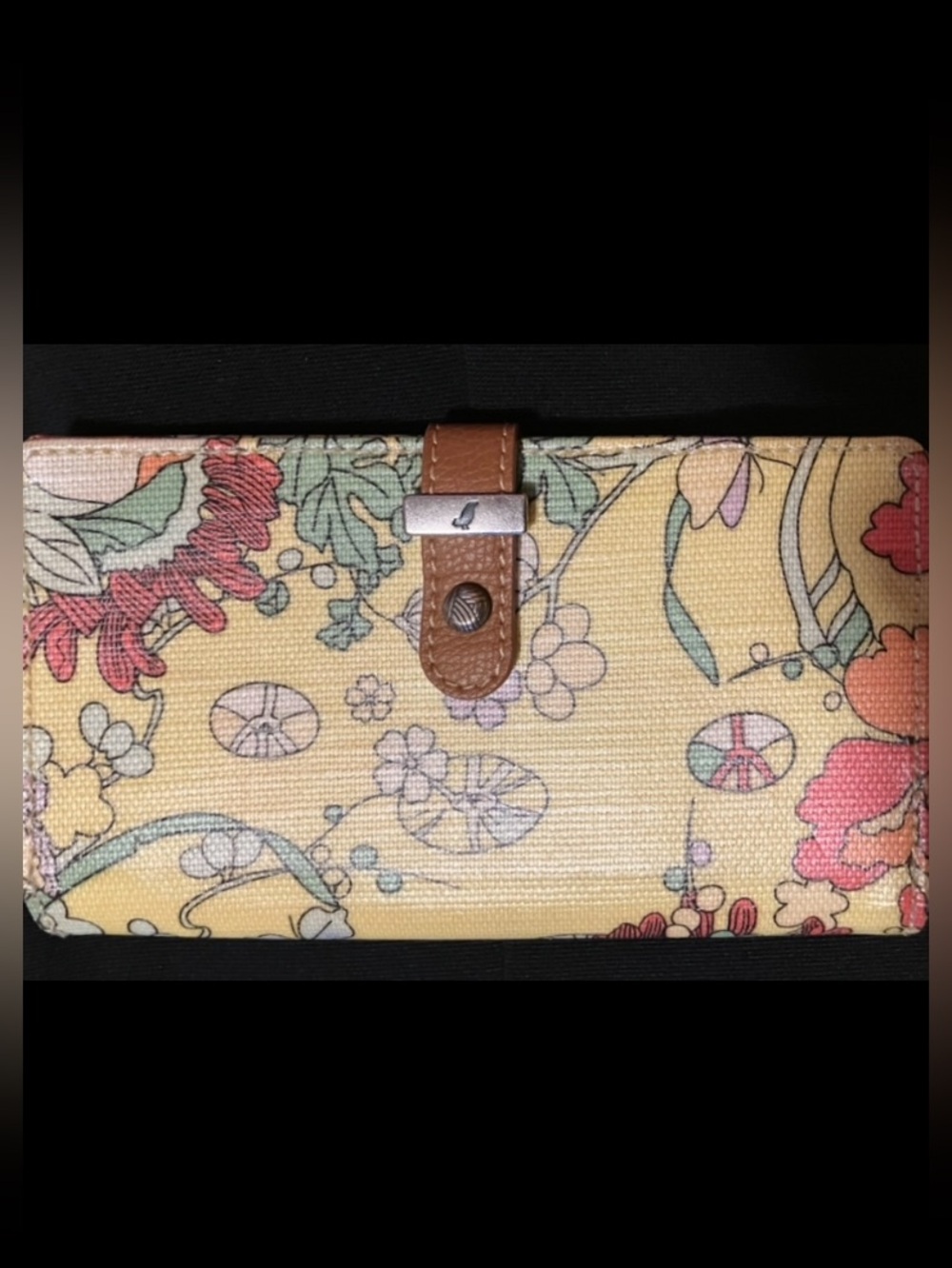 New Sakroots Floral Wallet with Brown Trim and Multicolor Flowers